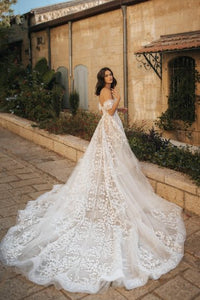 Look gorgeous on your special day with the Lina Gown. Boasting beautiful lace details, this is the gown that will make memories - and heads turn - at your romantic celebration. Be the beautiful and blushing bride you always dreamed of being!