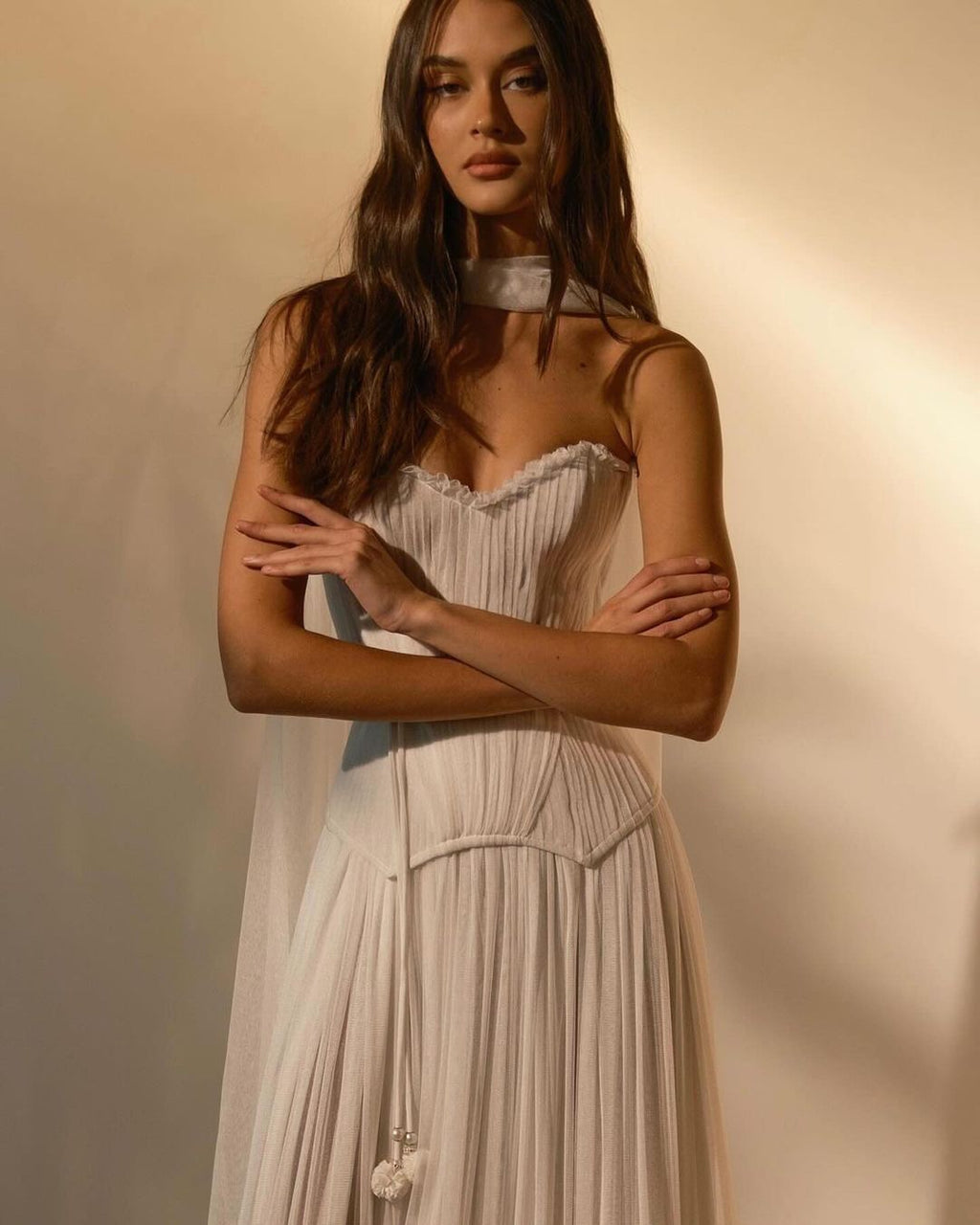 Introducing the elegant Margot Gown - a true masterpiece of intricate detailing and perfect harmony. This stunning sleeved dress, aptly named 'Margot', will make you stand out and feel confident at any special occasion. Embrace the perfect combination of beauty and comfort with the Margot Gown.