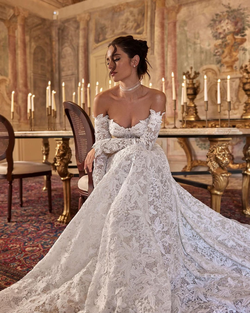 Elevate your style with the Robe Chantilly. This Adel lace dress enhances your figure and exudes sophistication. The delicate neckline adds a subtle highlight to your décolletage, making you feel confident and elegant. Perfect for any occasion, this dress is a must-have for your wardrobe.