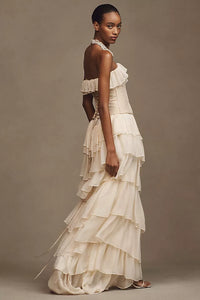 Take center stage and make a bold statement in the Ballet Gown. Made of luxurious silk chiffon, this gown features cascading ruffle tiers, bust ruffle, and silicone elastic trim for a secure fit. The invisible zipper and internal shelf bra add convenience, while the lightweight mesh bodice adds breathability. Unleash your inner risk-taker and shine in the Ballet Gown!