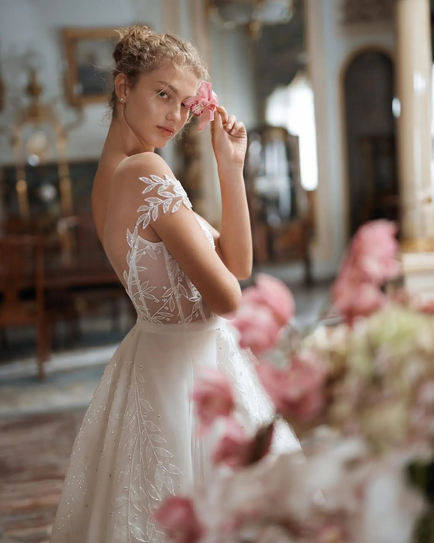 Indulge in luxury on your special day with our Dress Denisse. This stunning ball gown dress features delicate lace, long elegant sleeves, and a flattering silhouette. Perfect for a grand entrance and unforgettable memories. Elevate your wedding attire and make your dreams come true with Dress Denisse.