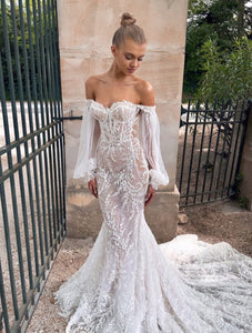 Introducing the Ruth Gown by Tom Sebastien, a stunning mermaid gown in pristine white. With a flattering sweetheart neckline, this unique gown will make you feel like a star! Bring the glamour to your evening with the Ruth Gown!